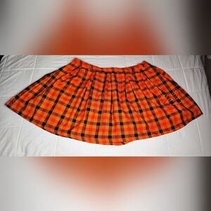 Hot Topic Vibrant Orange and Black Plaid Skater Skirt 2X